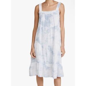 Rails Amaya Midi Dress Tie Dye White Blue size Large Tiered